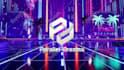 create city background visuals for vj loop logo animation