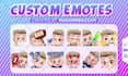 draw twitch emotes, sub badges, animated emotes, chibi emotes, vtuber for stream