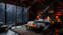 create natural sound relaxing rain video with a cozy room