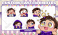 draw custom twitch emotes, chibi emotes, animated emotes, vtuber emotes for you