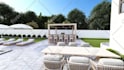 design landscape, backyard, frontyard, garden, patio, 3d rendering, hot tub