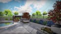 3d landscape, backyard, patio, pool, frontyard garden