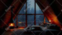 create natural sound relaxing rain video with a cozy room