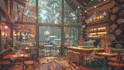 make coffee shop jazz music cozy rain video relaxing video