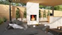 design landscape, backyard, pergola, patio with realistic rendering