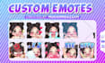 draw twitch emotes, sub badges, animated emotes, chibi emotes, vtuber for stream