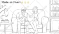 2d line art animation, 2d traditional frame by frame animation, hand drawn video