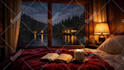 create natural sound relaxing rain video with a cozy room