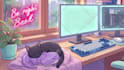 create lofi animation loop, illustration design for streamer in anime style