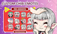 create chibi twitch emotes, discord emotes, animated