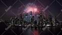 create city background visuals for vj loop logo animation