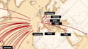 do travel map animation with icon, text and music