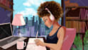 create a lofi, chill illustration, nft or background art