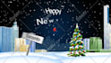 design santa christmas video animation  happy new year logo