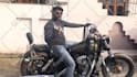be your spokesperson sitting on harley davidson motorcycle