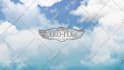 do jet plane fly through sky clouds logo reveal intro opener