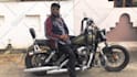 be your spokesperson sitting on harley davidson motorcycle