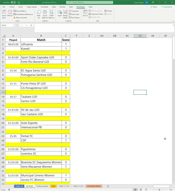 Bankingtrophies: I will create a vba excel sheet for soccer football stats  which scalps data from sites for $5 on
