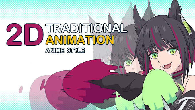 do 2d traditional animation, gif in anime style