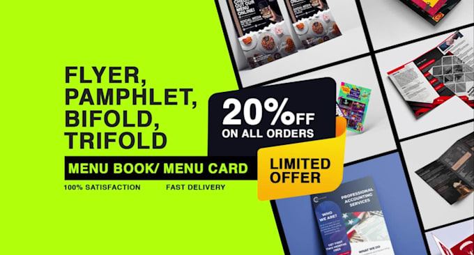 design creative event flyer, corporate, food flyer, pamphlet, brochure, menu