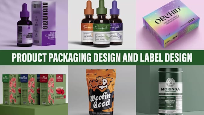 do product label, box, and pouch packaging design