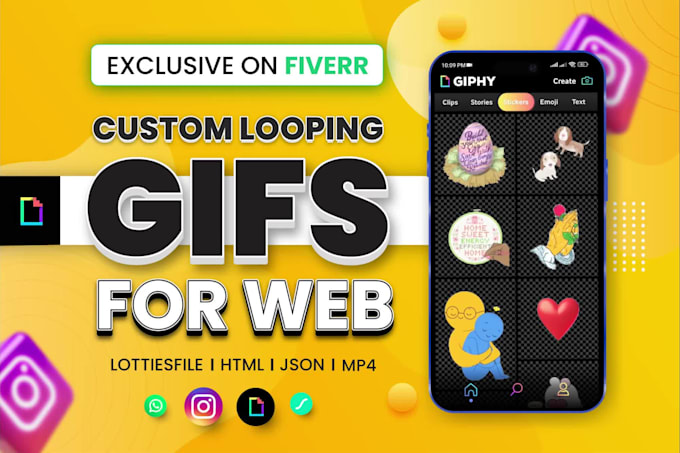 do custom looping gifs for web, giphy, instagram