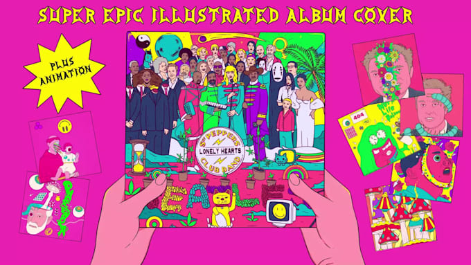 illustrate an epic psychedelic album cover artwork for you
