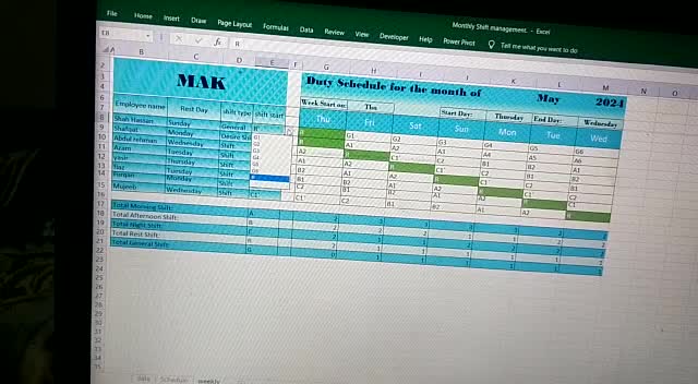 create weekly and monthly schedules for shift managing