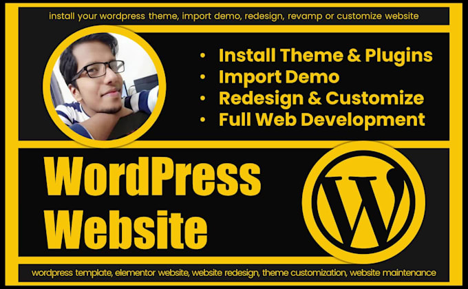 install your wordpress theme, import demo, redesign, revamp or customize website