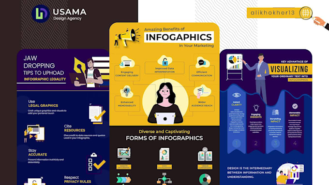 design infographics, flowcharts, timelines, and diagrams