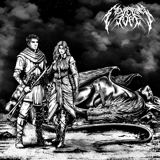 draw dark metal cross art illustration for album,tshirt
