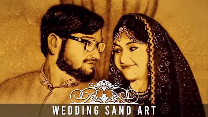 create realistic sand art couple portrait and story video