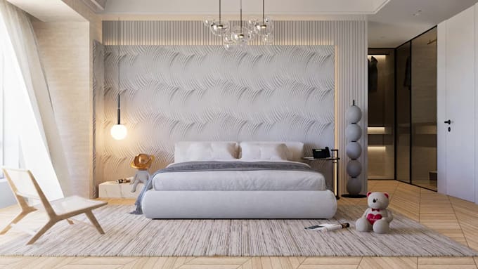 design and render the 3d interior of your master bedroom