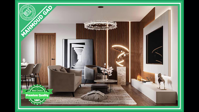 Top 10! I will do interior design with realistic 3d rendering architecture  for $15