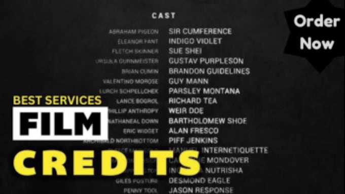 design high quality film and movie opening, end credits in cinematic style