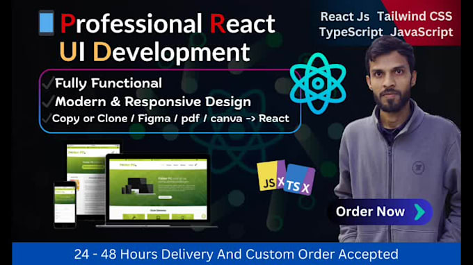 do beautiful website design with react js tailwind CSS tsx and jsx