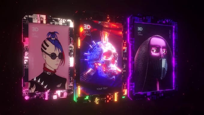 create unique 3d animated nft card, trading cards