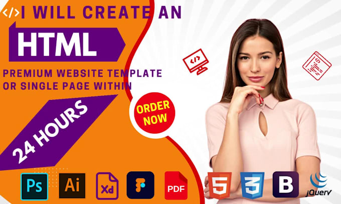 Create an html premium website template or single page with in 24 hours ...
