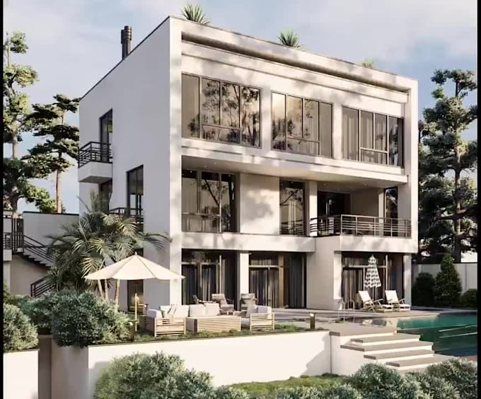 visualize building elevation and model with landscape