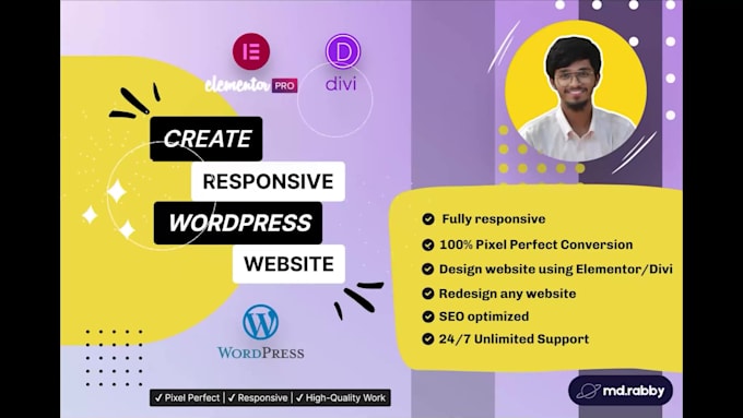 create, redesign or customize a wordpress website using elementor or divi