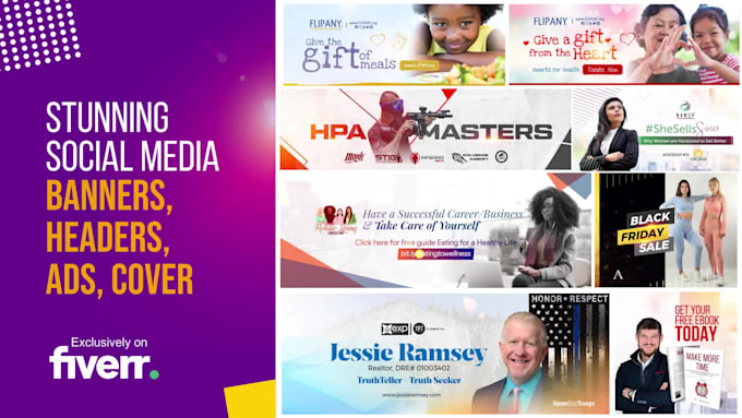 design stunning social media banners, headers, ads, cover