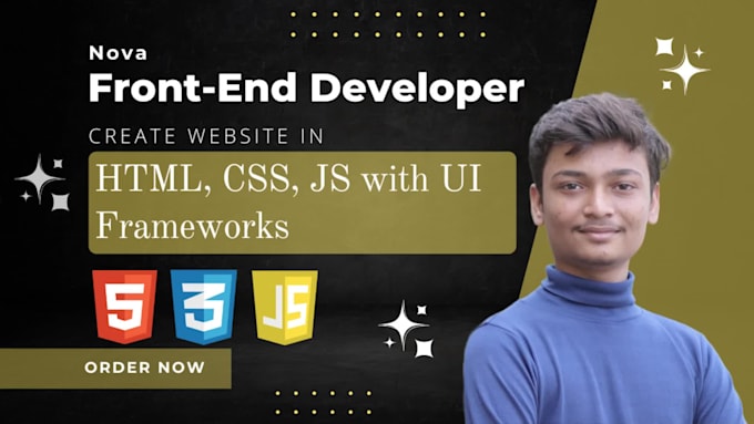 develop responsive frontend websites using HTML, CSS, js, and UI frameworks