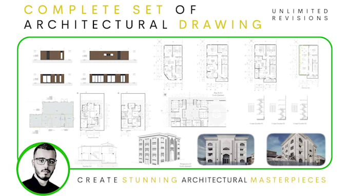 draw a full sett of architectural construction drawings