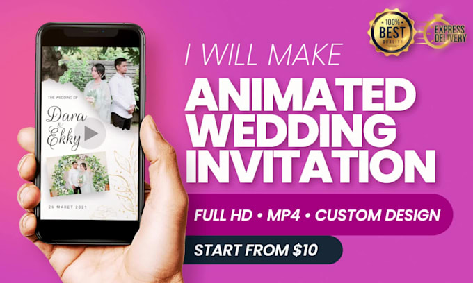 make custom animated wedding invitation video