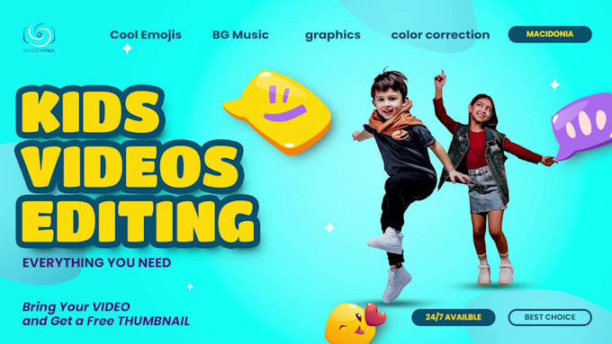 Top 5! I will edit joyful kids intro and outro video , youtube kids video editing