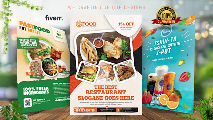 restaurant poster, cafe, bakery, catering flyer, food poster