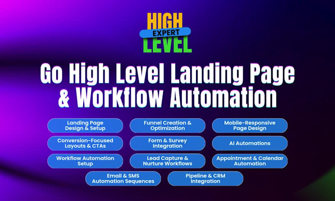 set up go high level landing page and automation workflows