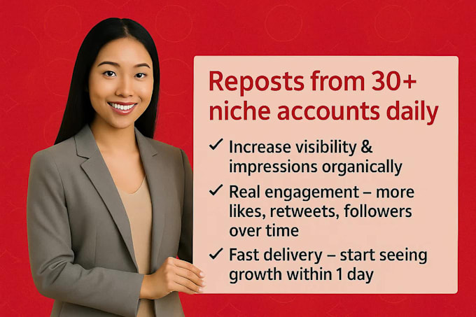 promote your twitter x posts by reposting your post from 20 good niche account