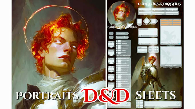 create your dnd character art, portraits and custom character sheet