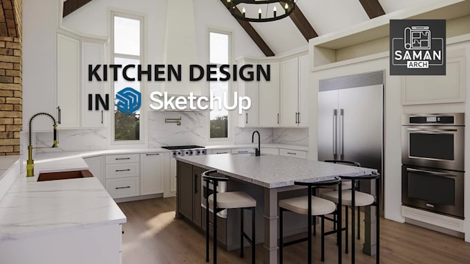 design custom kitchen cabinets using sketchup 3d and rendering